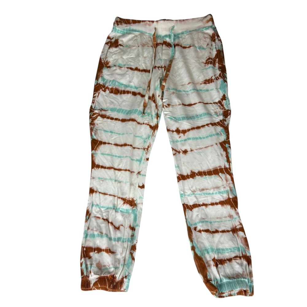 Young Fabulous & Broke Tie Dye Jogger Pants Women S White Brown‎ Aqua Lounge
